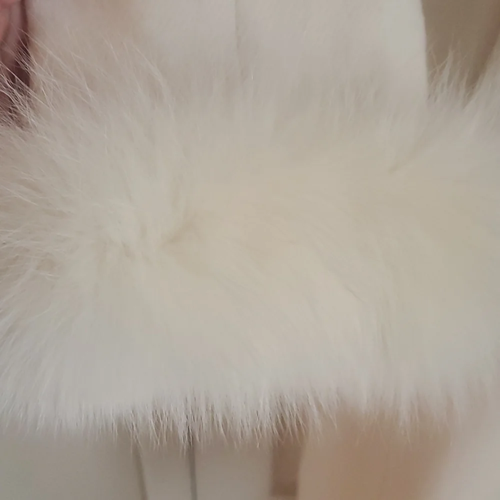 Vanilla Cream Lambswool & Fox Fur Coat - Picture 5 of 8